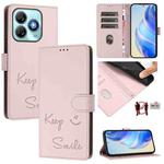 For ZTE Blade A75 4G Smile Embossing RFID Leather Phone Case(Pink)