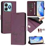 For ZTE Blade A75 4G Smile Embossing RFID Leather Phone Case(Violet)