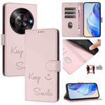 For ZTE Blade A75 5G Smile Embossing RFID Leather Phone Case(Pink)