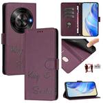 For ZTE Blade A75 5G Smile Embossing RFID Leather Phone Case(Violet)