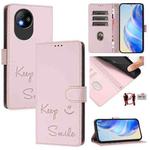 For ZTE Blade A35 Lite Smile Embossing RFID Leather Phone Case(Pink)