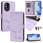 For ZTE Blade A35 Lite Smile Embossing RFID Leather Phone Case(Light Purple)