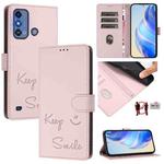 For ZTE Blade A53 Pro Smile Embossing RFID Leather Phone Case(Pink)