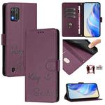 For ZTE Blade A52 Lite Smile Embossing RFID Leather Phone Case(Violet)