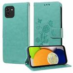 For Samsung Galaxy A03 166mm EU Embossed Butterfly Flowers Leather Phone Case(Green)