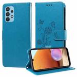 For Samsung Galaxy A32 4G Embossed Butterfly Flowers Leather Phone Case(Blue)