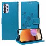 For Samsung Galaxy A32 5G Embossed Butterfly Flowers Leather Phone Case(Blue)