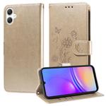 For Samsung Galaxy A06 4G / 5G Embossed Butterfly Flowers Leather Phone Case(Gold)