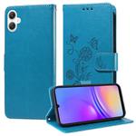 For Samsung Galaxy A06 4G / 5G Embossed Butterfly Flowers Leather Phone Case(Blue)