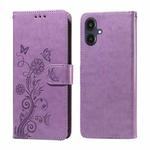 For Samsung Galaxy A25 5G Japan Version / A25e Embossed Butterfly Flowers Leather Phone Case(Purple)