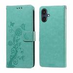 For Samsung Galaxy A25 5G Japan Version / A25e Embossed Butterfly Flowers Leather Phone Case(Green)
