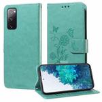 For Samsung Galaxy S20 FE Embossed Butterfly Flowers Leather Phone Case(Green)