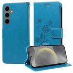 For Samsung Galaxy S25 5G Embossed Butterfly Flowers Leather Phone Case(Blue)