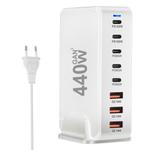 440W GaN USB Power Adapter Travel Charger with 3 x USB, 5 x PD Port, Plug:EU Plug(White)