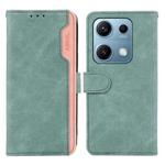For Redmi Note 14S 4G ABEEL Color Block Magnetic RFID Leather Phone Case(Cyan-Pink)