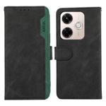 For Redmi 13x ABEEL Color Block Magnetic RFID Leather Phone Case(Black-Green)