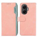 For Redmi Turbo 4 Pro ABEEL Color Block Magnetic RFID Leather Phone Case(Pink-Cyan)