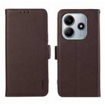 For Redmi Note 14 4G 164.84mm ABEEL Side-Magnetic Litchi Pattern Leather RFID Phone Case(Brown)