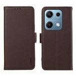For Redmi Note 14S 4G ABEEL Side-Magnetic Litchi Pattern Leather RFID Phone Case(Brown)