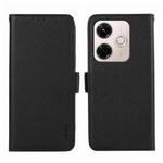 For Redmi 13X ABEEL Side-Magnetic Litchi Pattern Leather RFID Phone Case(Black)