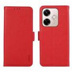 For Redmi 13X ABEEL Side-Magnetic Litchi Pattern Leather RFID Phone Case(Red)