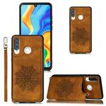 For Huawei P30 Lite Mandala Embossed PU + TPU Case with Holder & Card Slots & Photo Frame & Strap(Brown)