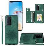 For Huawei P40 Mandala Embossed PU + TPU Case with Holder & Card Slots & Photo Frame & Strap(Green)