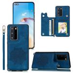 For Huawei P40 Pro Mandala Embossed PU + TPU Case with Holder & Card Slots & Photo Frame & Strap(Blue)