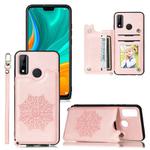 For Huawei P smart 2020 Mandala Embossed PU + TPU Case with Holder & Card Slots & Photo Frame & Strap(Rose Gold)