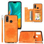 For Huawei P smart 2020 Mandala Embossed PU + TPU Case with Holder & Card Slots & Photo Frame & Strap(Yellow)