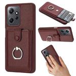 For Redmi Note 12 4G Global Litchi Texture Drawing Card Bag Ring Holder Phone Case(Wine Red)