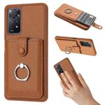 For Redmi Note 11 Pro 4G Litchi Texture Drawing Card Bag Ring Holder Phone Case(Brown)