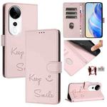 For vivo S19 Pro Smile Embossing RFID Leather Phone Case(Pink)