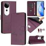 For vivo S19 Pro Smile Embossing RFID Leather Phone Case(Violet)