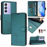 For vivo Y100 5G IDN Smile Embossing RFID Leather Phone Case(Peacock Green)