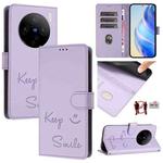 For vivo X100 Smile Embossing RFID Leather Phone Case(Light Purple)