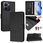 For vivo Y27S 4G Global Smile Embossing RFID Leather Phone Case(Black)