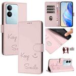 For vivo V29 5G Global / V29 Pro Smile Embossing RFID Leather Phone Case(Pink)