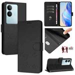 For vivo V29 5G Global / V29 Pro Smile Embossing RFID Leather Phone Case(Black)