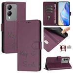 For vivo Y17S 4G Global Smile Embossing RFID Leather Phone Case(Violet)