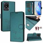 For vivo Y02A 4G / Y02 4G Smile Embossing RFID Leather Phone Case(Peacock Green)