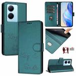 For vivo Y78+ 5G Global Smile Embossing RFID Leather Phone Case(Peacock Green)