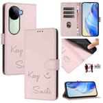 For vivo V40e 5G India Smile Embossing RFID Leather Phone Case(Pink)