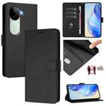 For vivo V40e 5G India Smile Embossing RFID Leather Phone Case(Black)