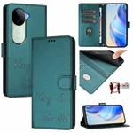 For vivo V40e 5G India Smile Embossing RFID Leather Phone Case(Peacock Green)