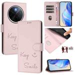 For vivo Y300 Pro Smile Embossing RFID Leather Phone Case(Pink)