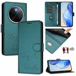 For vivo Y300 Pro Smile Embossing RFID Leather Phone Case(Peacock Green)