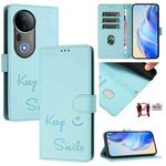 For vivo S20 Pro 5G Smile Embossing RFID Leather Phone Case(Mint Green)