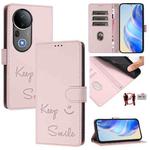 For vivo S20 Pro 5G Smile Embossing RFID Leather Phone Case(Pink)