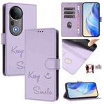 For vivo S20 Pro 5G Smile Embossing RFID Leather Phone Case(Light Purple)